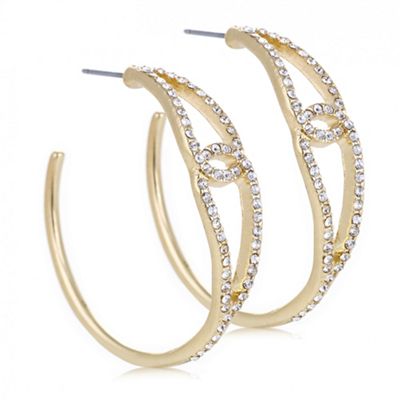 Gold open crystal hoop earring